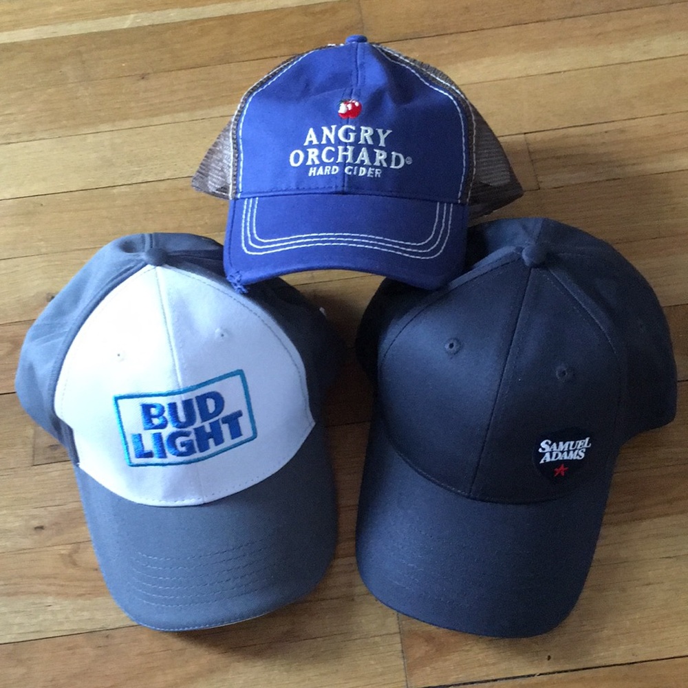 Set of 3 beer company logo hats